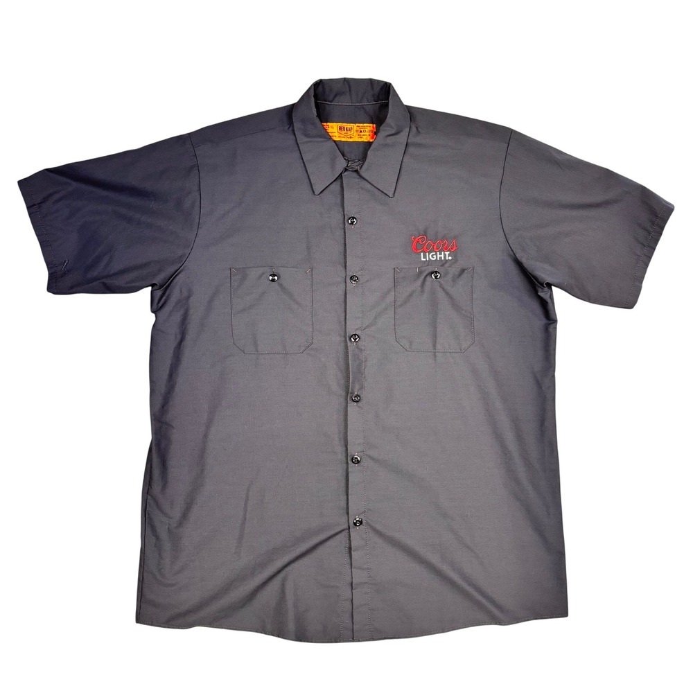Red Kap Mens Coors Light Work Shirt Grey Short Sleeve Button Up XL SP24CH4